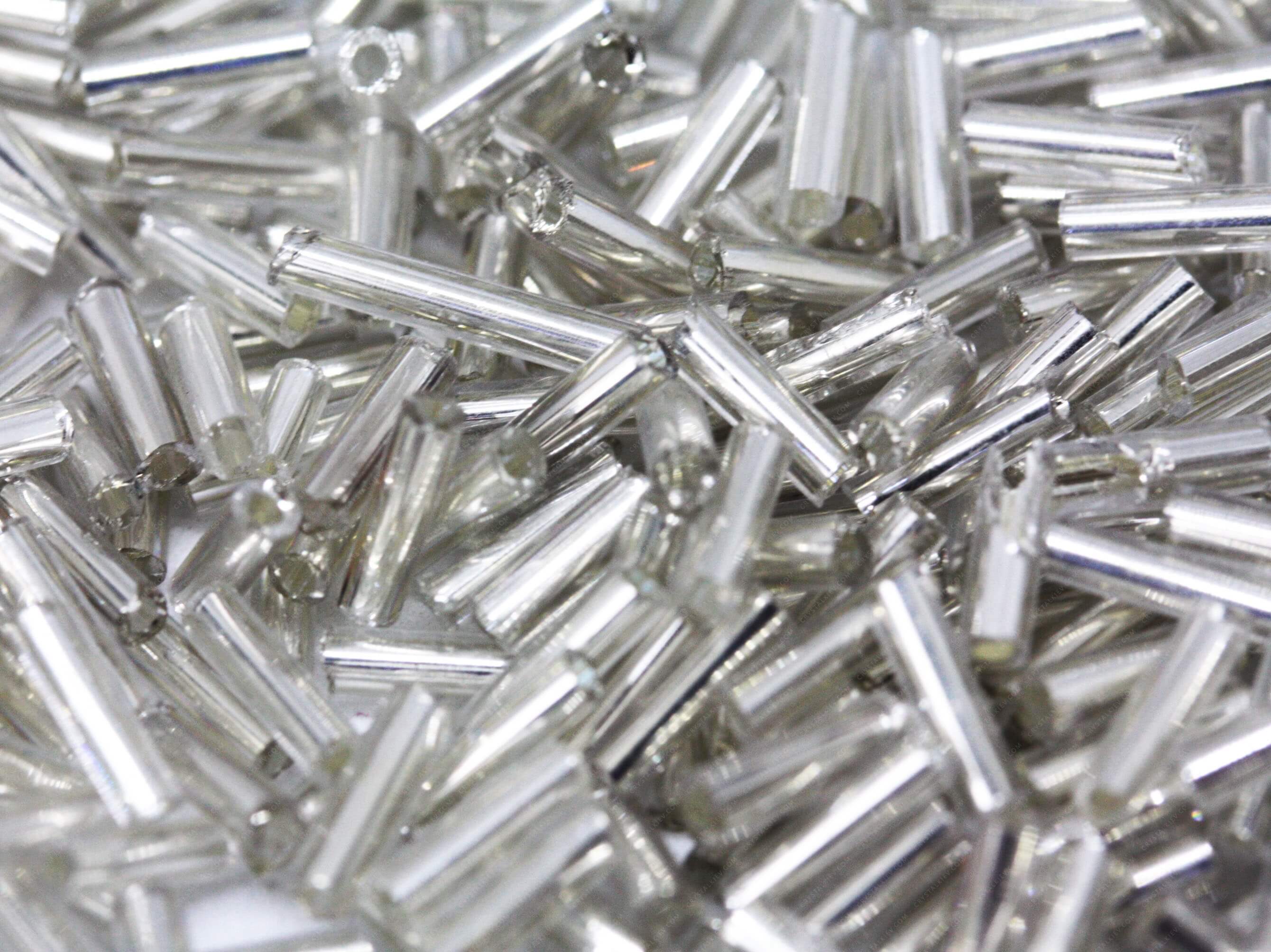 Стеклярус Silver прямий 6mm